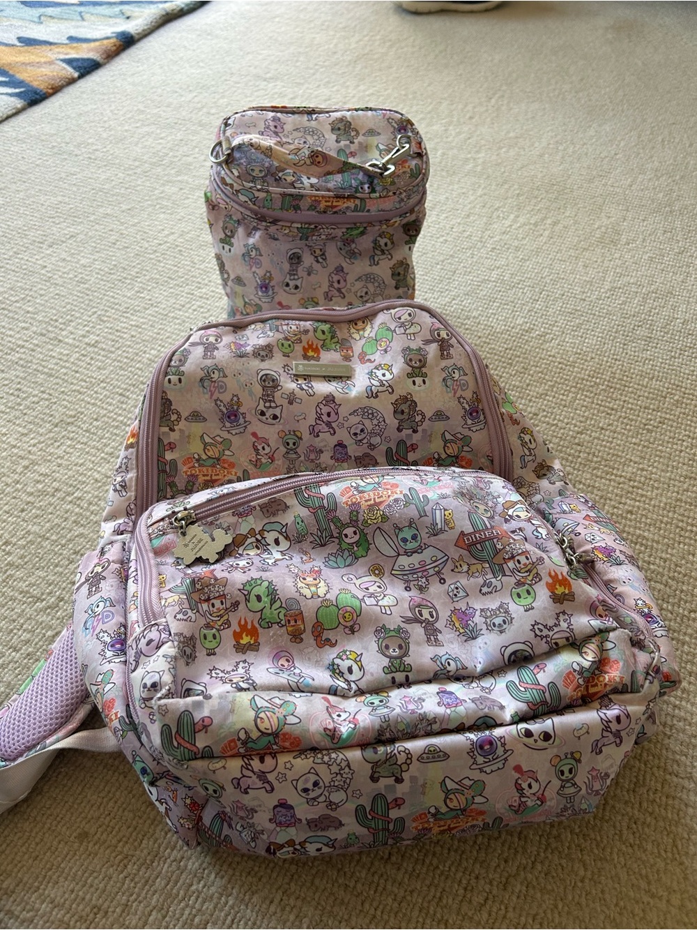 tokidoki Pink Character Print Backpack and Lunch Bag Duo